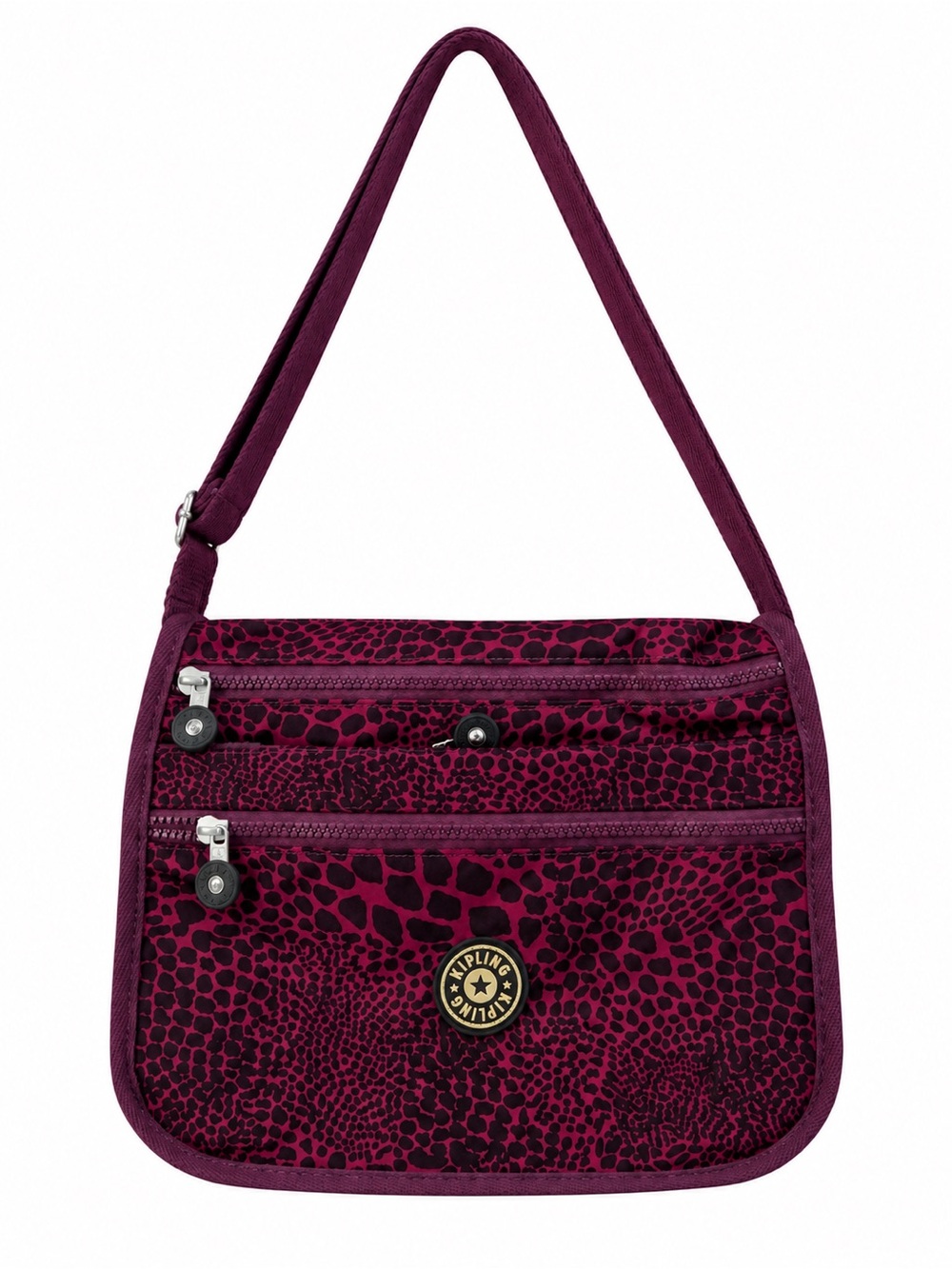Kipling Plum Animal Print Shoulder Bag